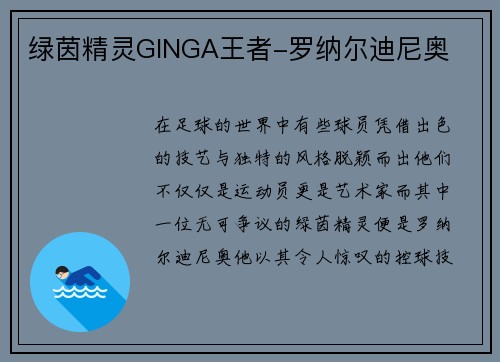 绿茵精灵GINGA王者-罗纳尔迪尼奥