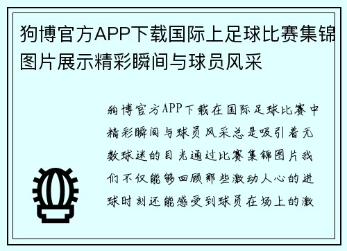 狗博官方APP下载国际上足球比赛集锦图片展示精彩瞬间与球员风采